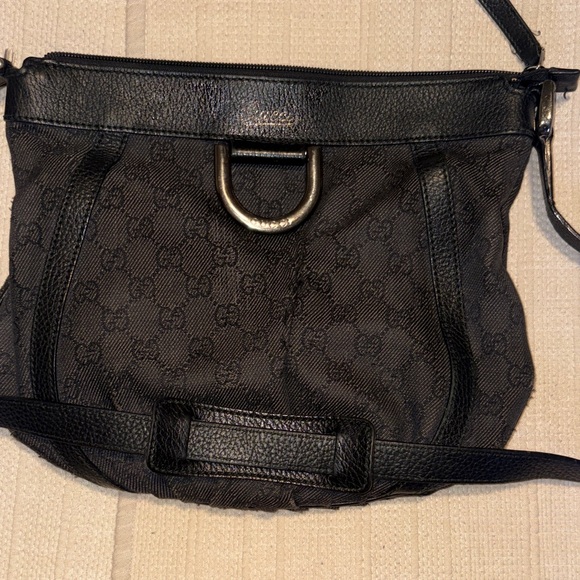 Gucci 265691 Vintage Abbey GG Shoulder Bag Black Canvas Leather Crossbody. - Picture 14 of 15